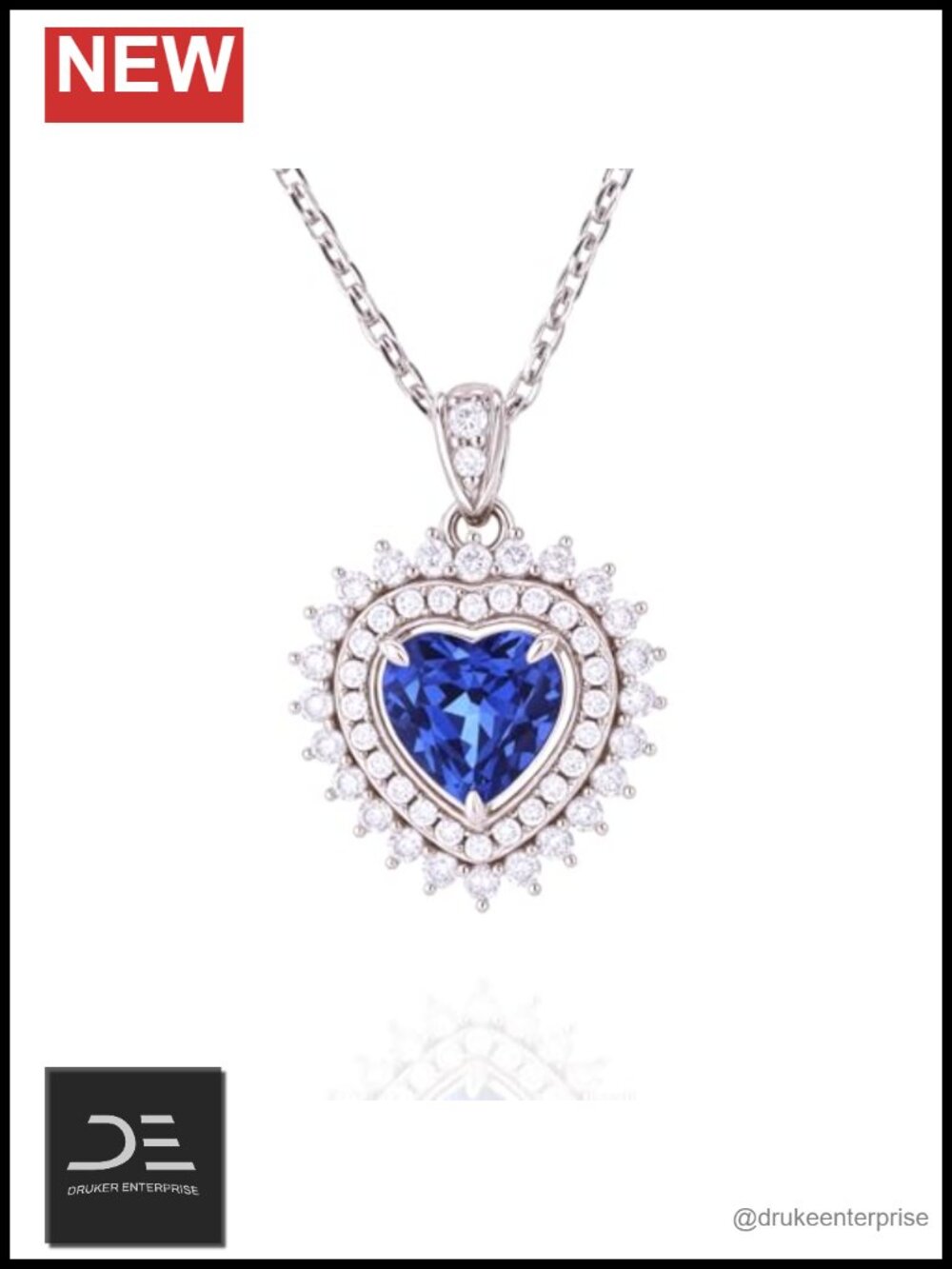 Heart of the Ocean Inspired 1.63ct Lab-Grown Sapphire Pendant Necklace, 925